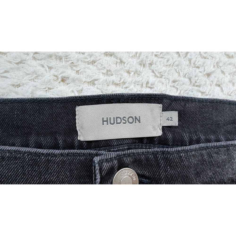 Hudson Walker Kick Flare Jeans Mens 41 Black Paint Splatter Side Gusset Denim - Picture 7 of 7